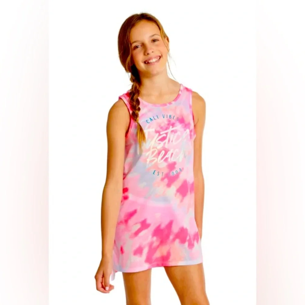 New! Justice Girls Knit Swimsuit Coverup / Dress Cali Vibes |Size Large 12/14